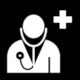 ISO 7010 Registered Safety Sign No E009: Doctor (in black and white)