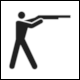 Italian Traffic Sign FIGURA II 224 ART. 125: Shooting (Tiro)